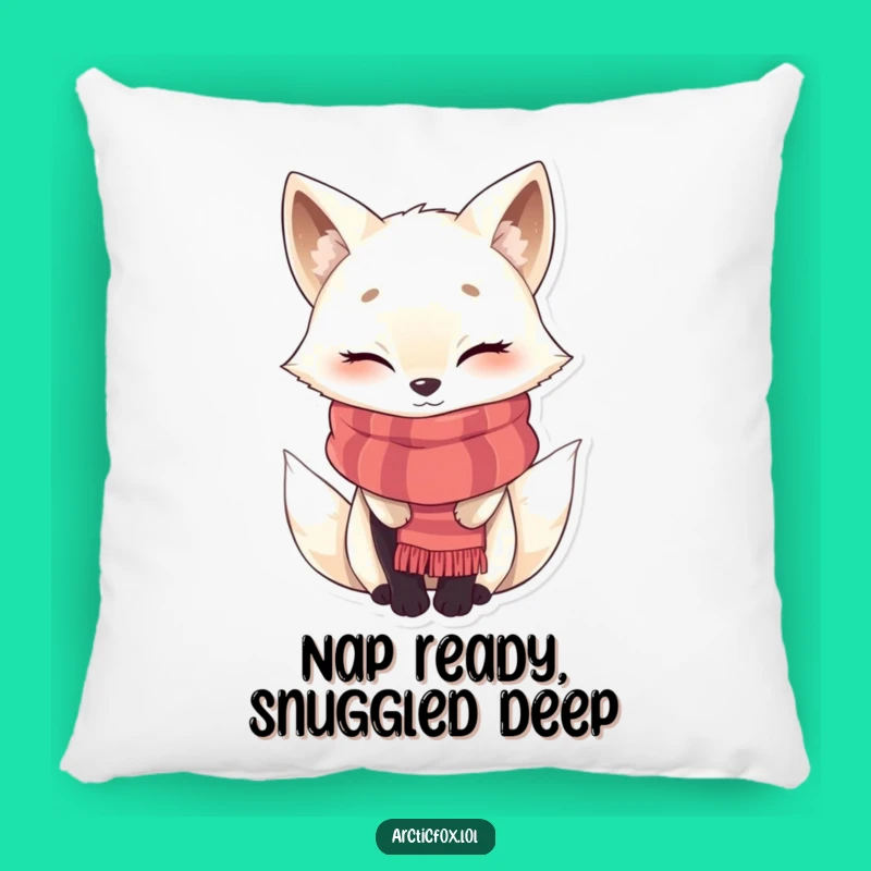 Funny Cozy Arctic Fox Scarf Pillow - Winking Character Gift