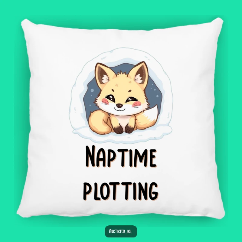 Funny Arctic Fox Pillow: Mischief Grins from Snowy Den - Cozy Gift