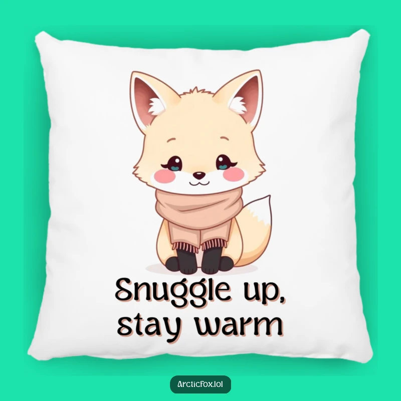 Funny Kawaii Arctic Fox Scarf Pillow - Cozy Comfort Gift Idea