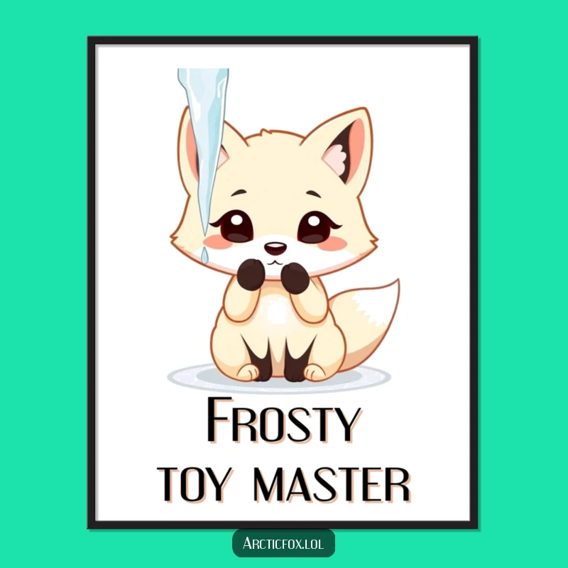 Funny Arctic Fox Icicle Batting Digital Art - Playful Instant Download