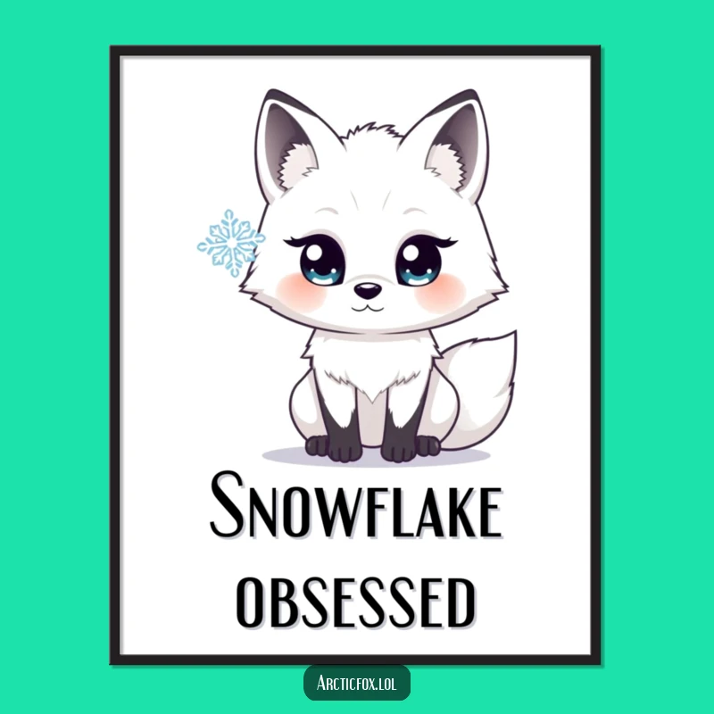 Funny Arctic Fox Snowflake Digital Print - Enchanting Winter Art for Instant Magic