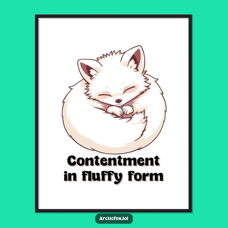 Funny Cozy Fox Digital Art: Contented Ball Print, Cute Gift