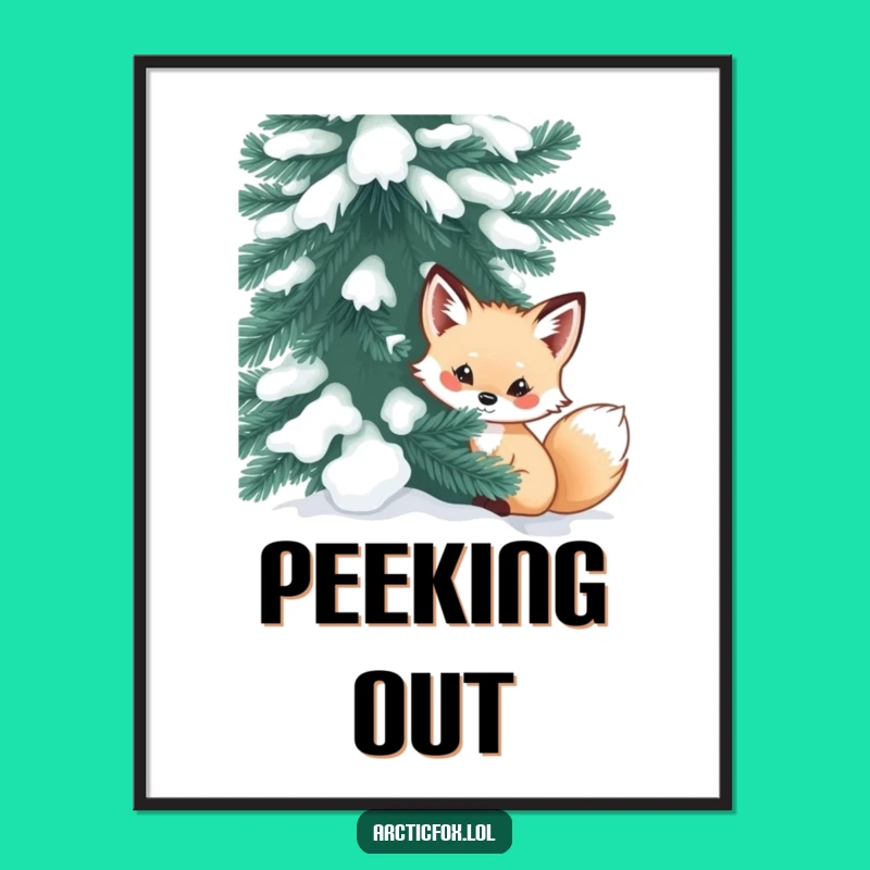 Funny Curious Fox Digital Art: Mysterious Fox Print for Instant Winter Charm