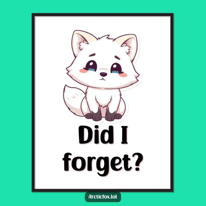 Funny Kawaii Arctic Fox Surprise Digital Art - Instant Hilarious Download, Perfect Funny Gift