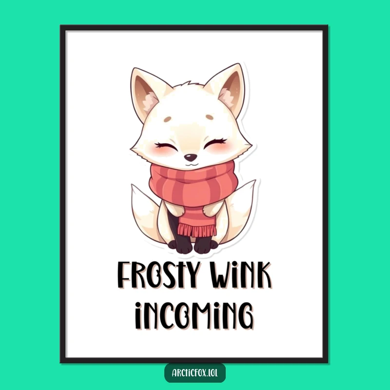 Funny Winking Arctic Fox Scarf Digital Art - Instant Download Gift