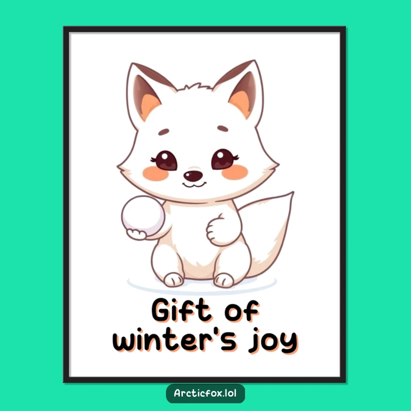 Funny Arctic Fox Snowball Digital Art - Instant Friendly Smile Download