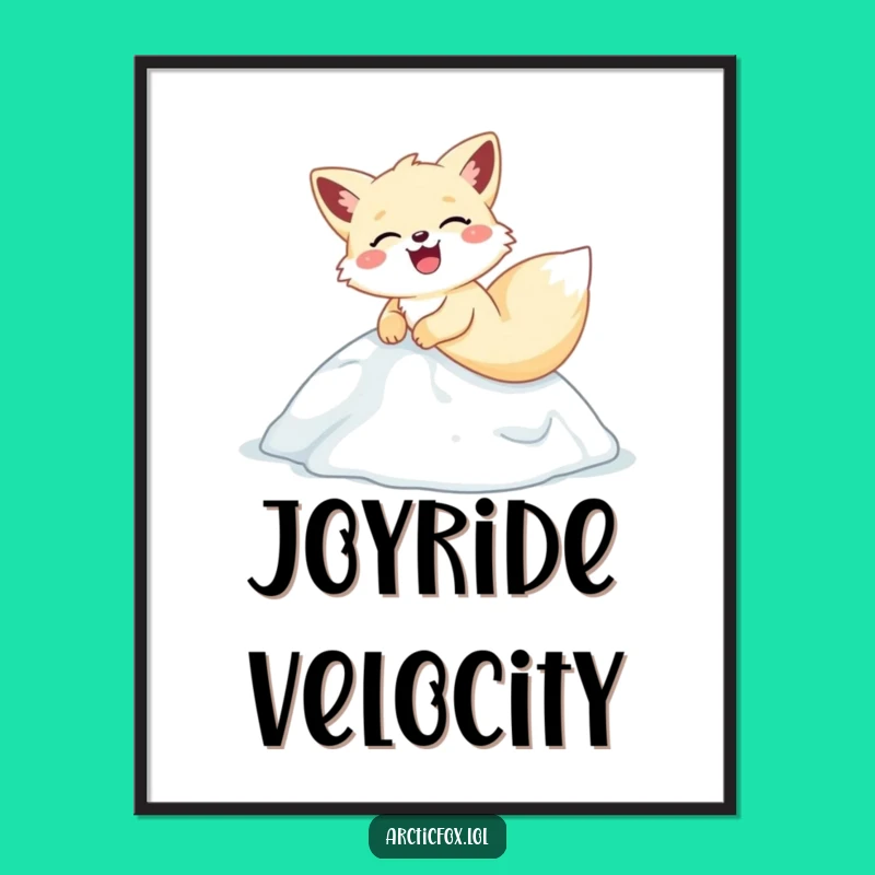 Funny Arctic Fox Sliding Digital Art - Hilarious Hill Laugh Print