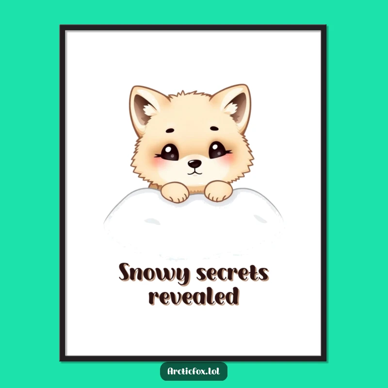 Funny Chubby Fox Digital Art: Curious Peek Print, Snowdrift Gift