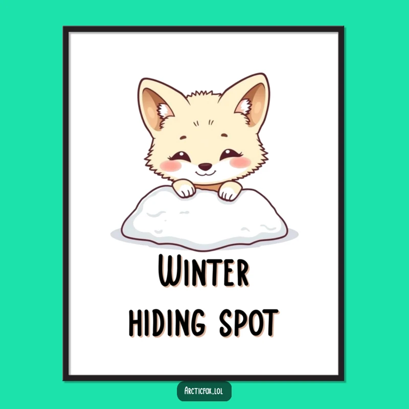 Funny Arctic Fox Digital Art: Smiling Snow Peek – Instant Cute Funny Gift