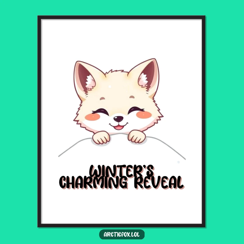 Funny Arctic Fox Peek-a-Boo Digital Art - Instant Playful Smile Download