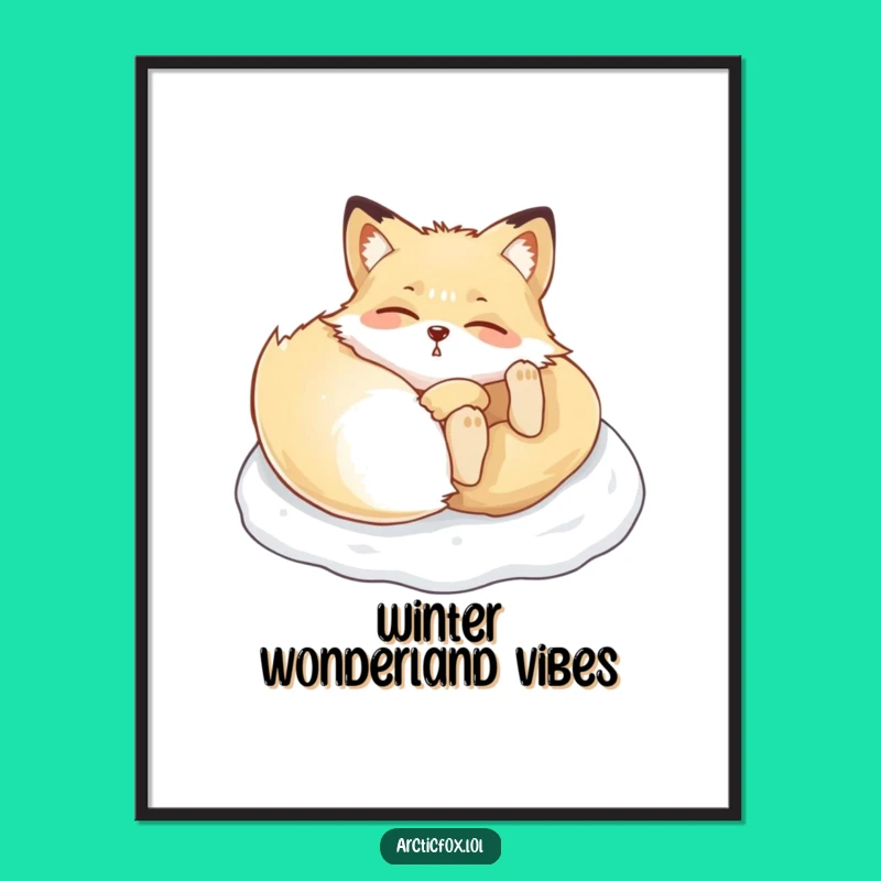 Funny Arctic Fox Snow Roll Digital Art - Instant Hilarious Winter Decor Download
