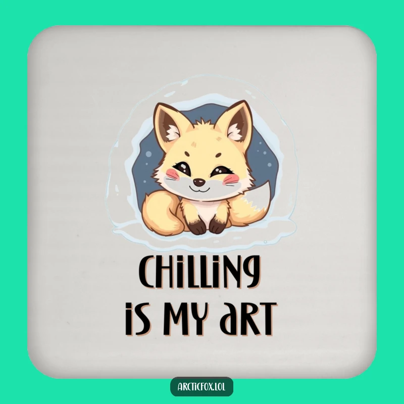 Funny Arctic Fox Coaster: Mischief Grins Protect Your Table - Unique Gift