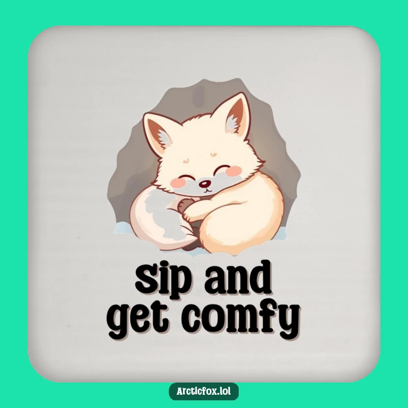 Funny Arctic Fox Den Coaster - Protect Surfaces with Cozy Charm, Great Funny Gift