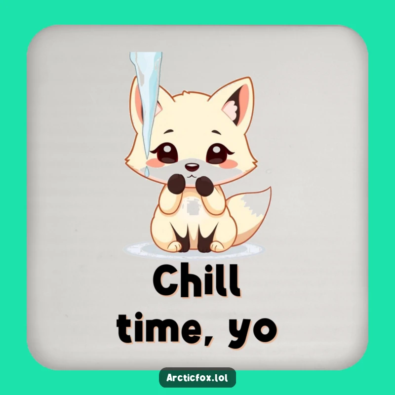 Funny Arctic Fox Icicle Batting Coaster - Playful Table Protection