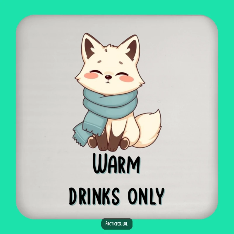 Funny Arctic Fox Scarf Coaster: Cozy Table Protection - Unique Gift