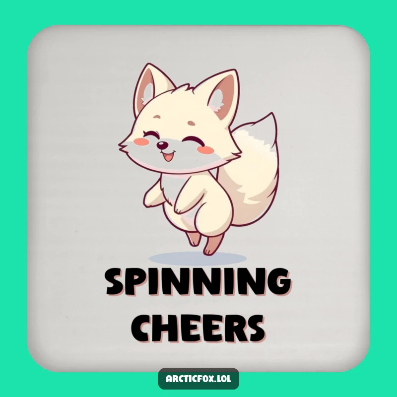 Funny Arctic Fox Spin Coaster: Joyful Surface Protection, Perfect Funny Gift!