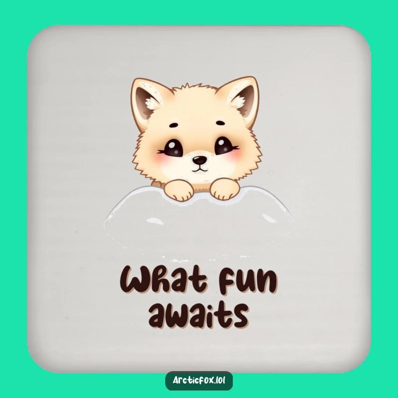 Funny Chubby Fox Coaster: Curious Peek, Snowdrift Drink Gift