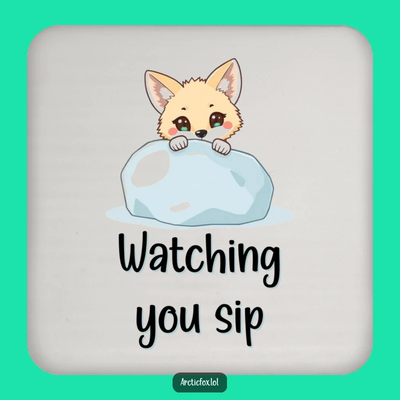 Funny Curious Arctic Fox Coaster - Protect Surfaces with Humorous Art