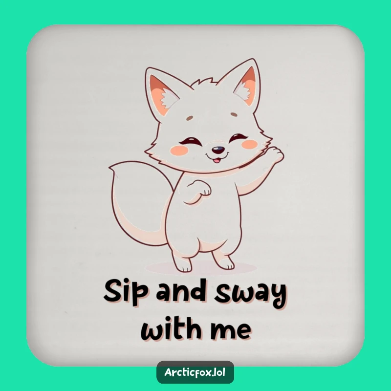 Funny Dancing Arctic Fox Coaster - Add a Hilarious Beat to Your Table