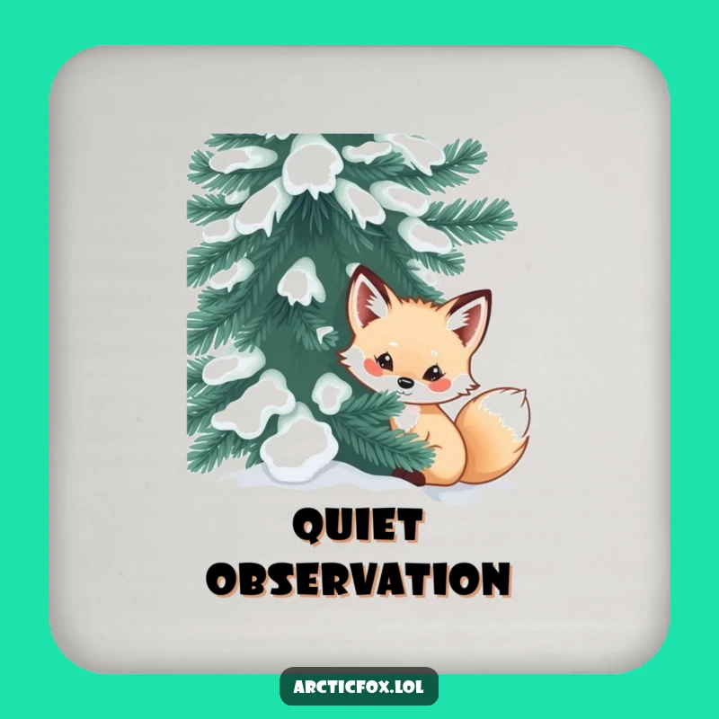 Funny Curious Fox Coaster Set: Protect Surfaces with Mysterious Winter Art