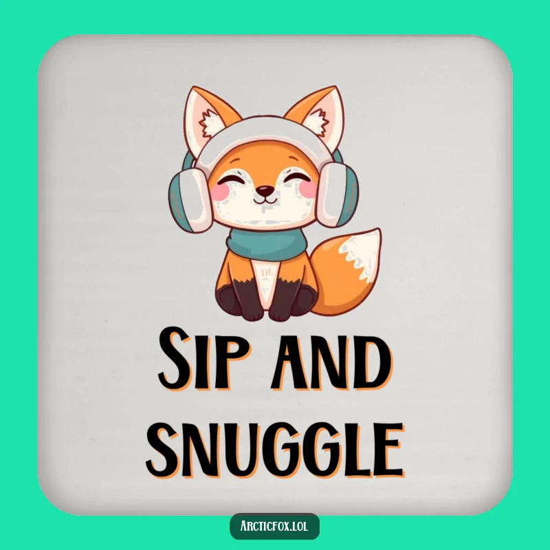 Funny Content Fox Coaster: Protect Surfaces with This Cozy Earmuff Fox Humor