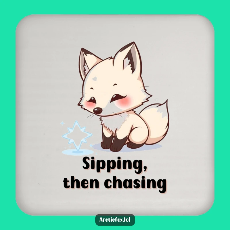 Funny Arctic Fox Snowflake Coaster: Playful Winter Protection - Unique Gift