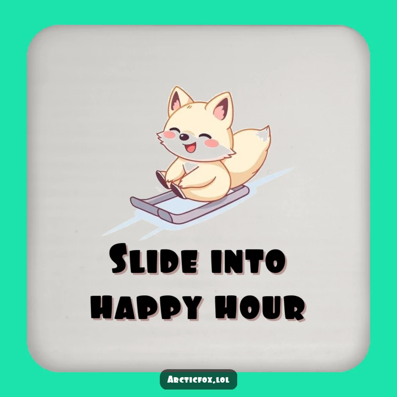 Playful Arctic Fox Coaster - Snow Slide, Funny Gift for Lively Tables