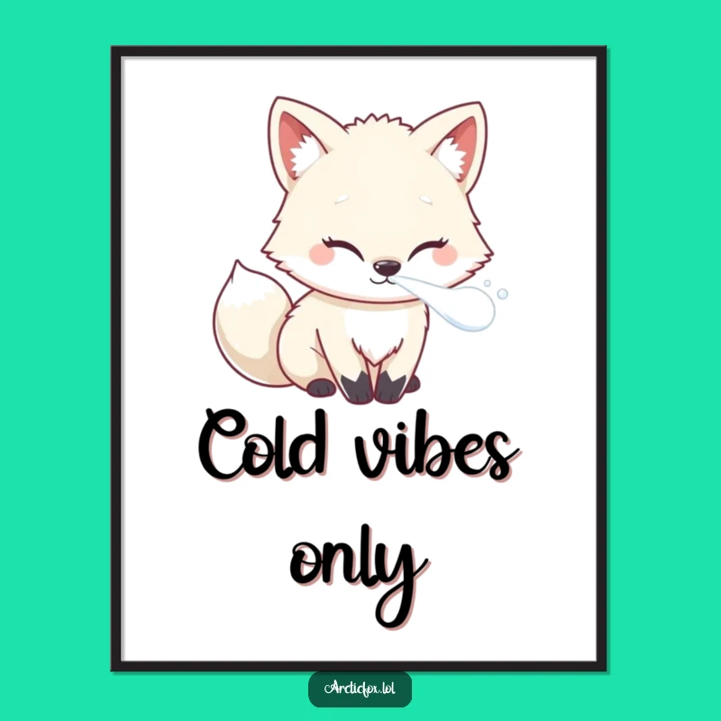 Funny Arctic Fox Frosty Breath Poster: Cool Wall Art, Perfect Gift!