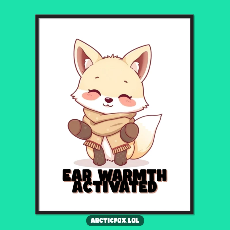 Funny Giggling Fox Poster: Cute Arctic Fox Winter Wall Art