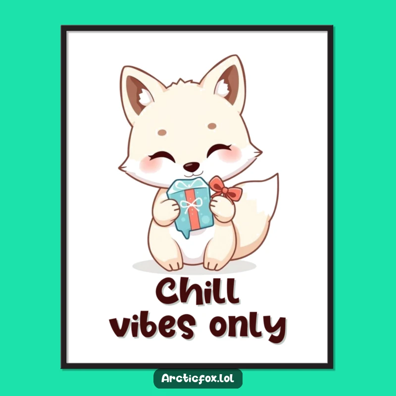 Funny Kawaii Arctic Fox Gift Poster - Hilarious Wall Art for a Cheerful, Funny Gift