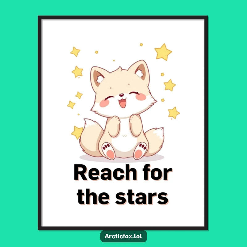 Funny Kawaii Arctic Fox Star Catcher Poster: Art That's Out of This World!