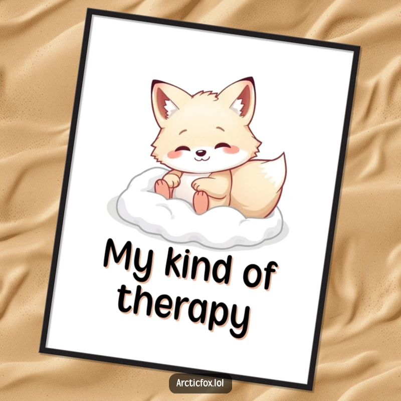 Arctic fox happily rolling in soft white powder, as a decorative poster, ideal for winter art.