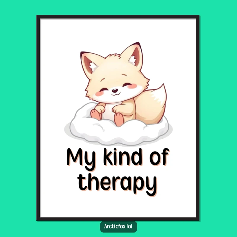 Funny Arctic Fox Rolling Poster - Winter Bliss, Humorous Wall Art Gift