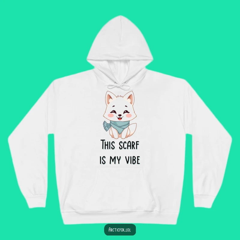 Cozy Funny Arctic Fox Hoodie: Grinning Scarved Fox, Perfect Warm Gift