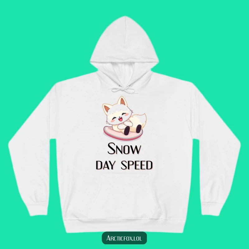 Cozy Funny Arctic Fox Snow Slide Hoodie: Warm Winter Fox Gift Idea