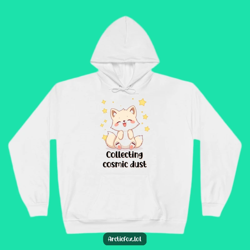 Cozy Funny Kawaii Arctic Fox Star Catcher Hoodie: Warmth and Celestial Dreams