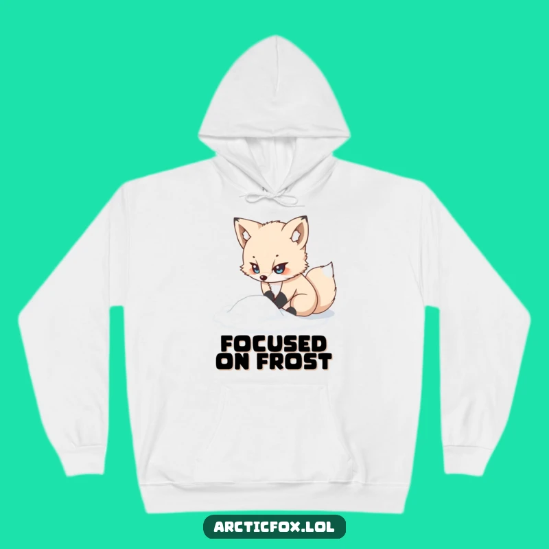 Funny Kawaii Arctic Fox Hoodie: Determined Digging, Cozy Winter Funny Gift