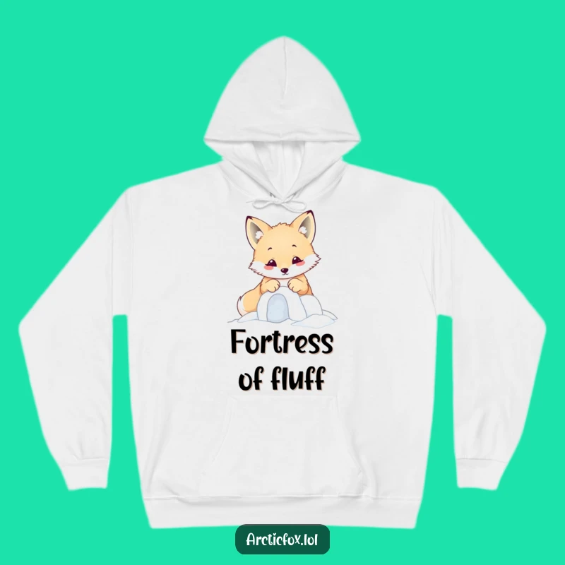 Funny Kawaii Arctic Fox Snow Fort Hoodie - Cozy Cute Builder