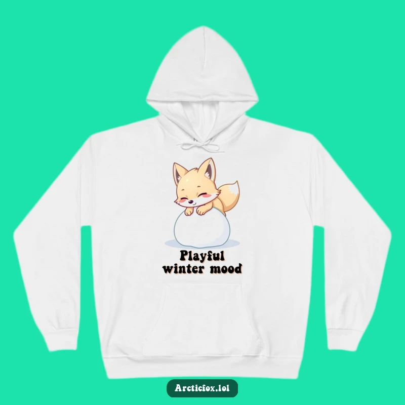 Cozy Funny Arctic Fox Snow Ball Hoodie: Warm & Playful Winter Fox Gift