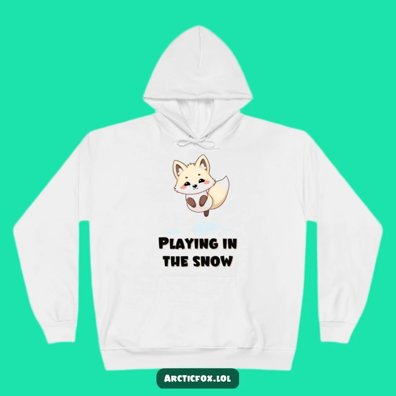 Funny Kawaii Arctic Fox Snow Hoodie: Cozy Playful Leap Gift