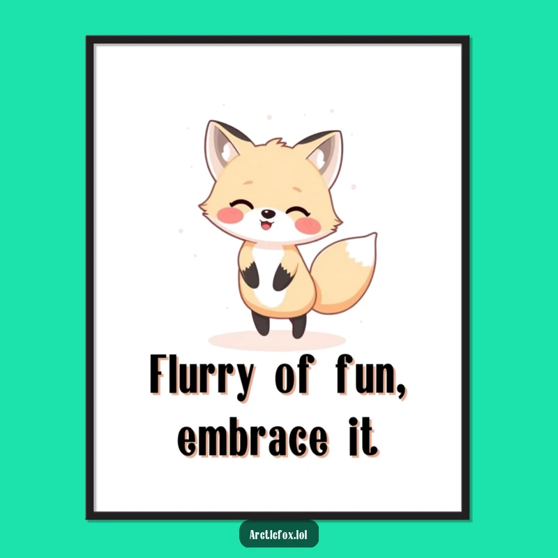 Free Printable Wall Art: Joyful Kawaii Fox Snow Dance Decor
