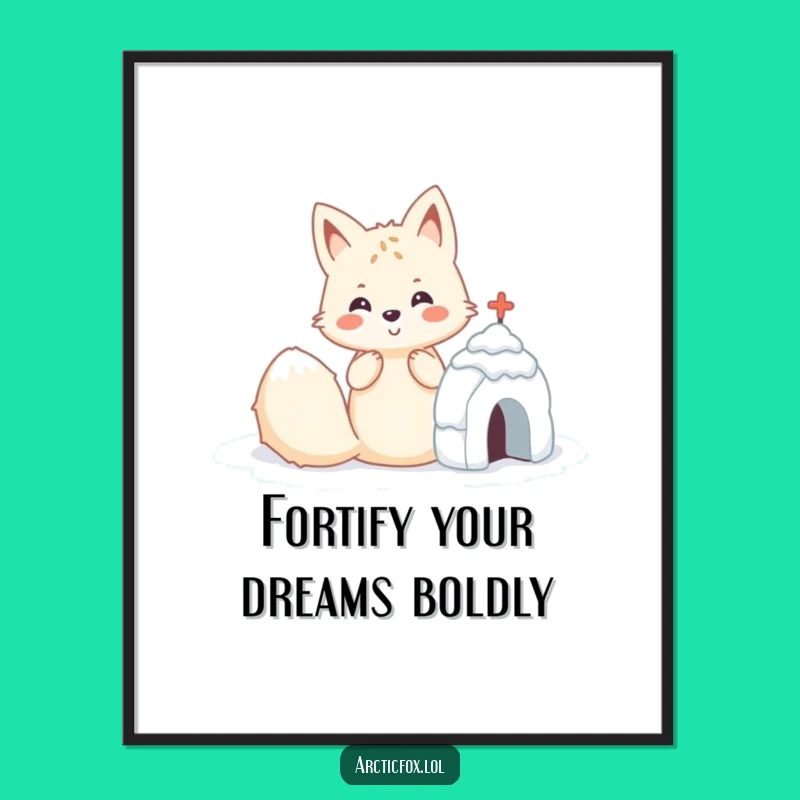 Free Printable Wall Art: Cute Kawaii Fox Snow Fort Download Decor