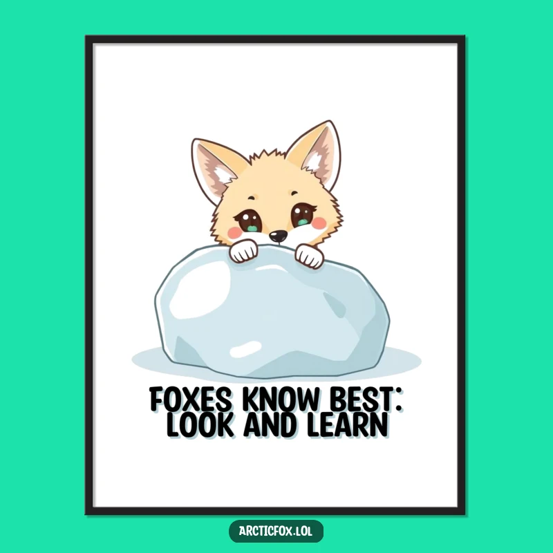 Free Printable Wall Art: Curious Fox Peeking Funny Downloadable Arctic Decor