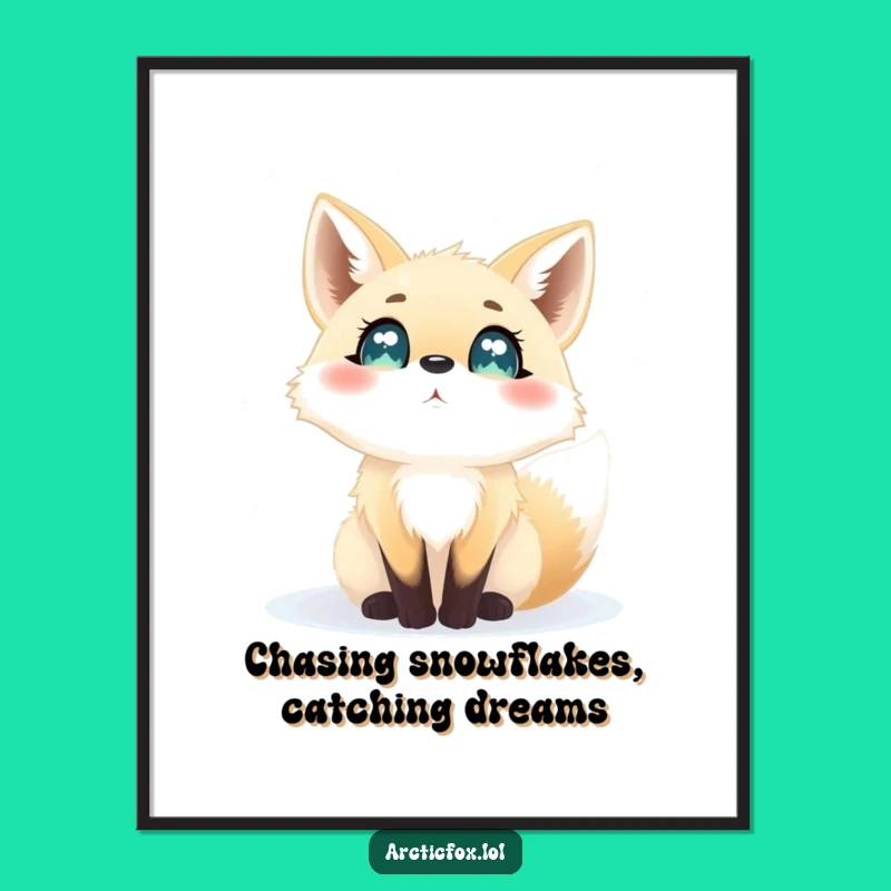 Free Printable Wall Art: Excited Arctic Fox Snowfall Wonder, Downloadable Art Gift