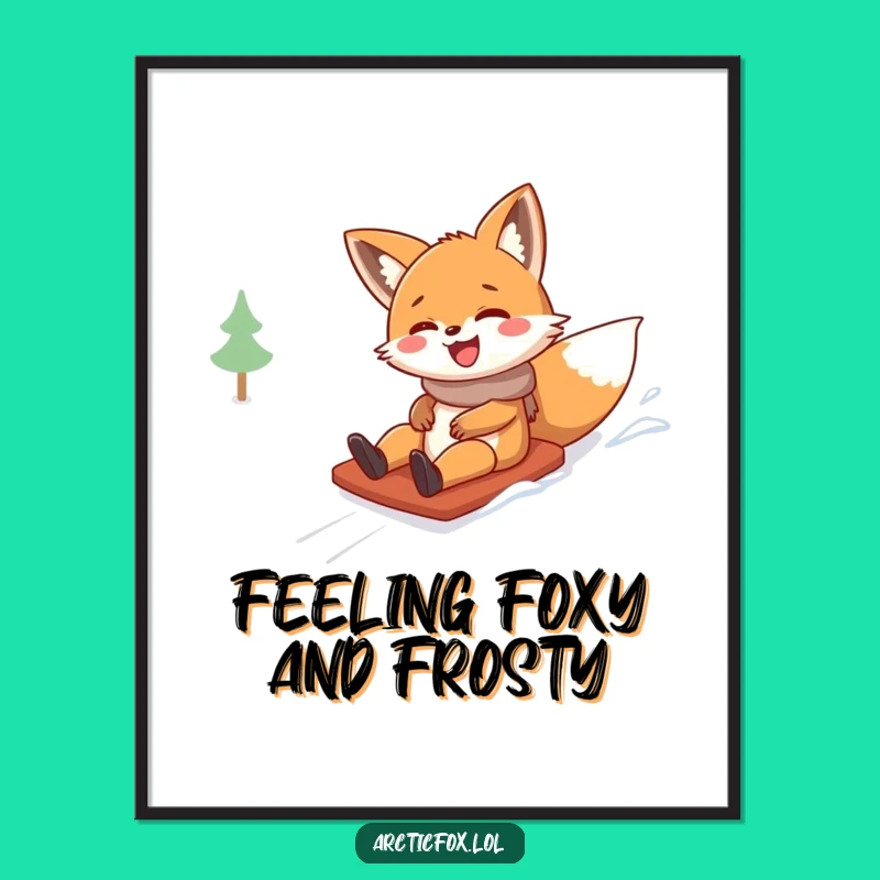 Free Printable Wall Art: Giggling Fox Snowy Hill - Funny Home Decor