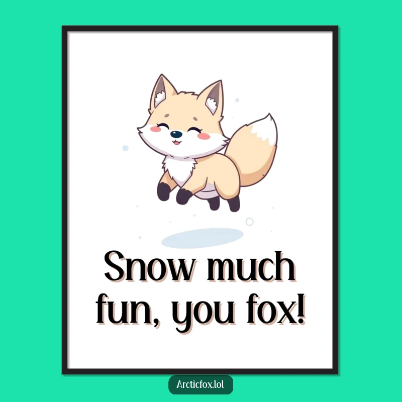 Free Printable Wall Art: Playful Arctic Fox Leap, Funny Downloadable Decor