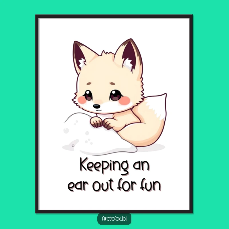 Funny Free Printable Wall Art: Kawaii Fox Snowy Peek Downloadable Art