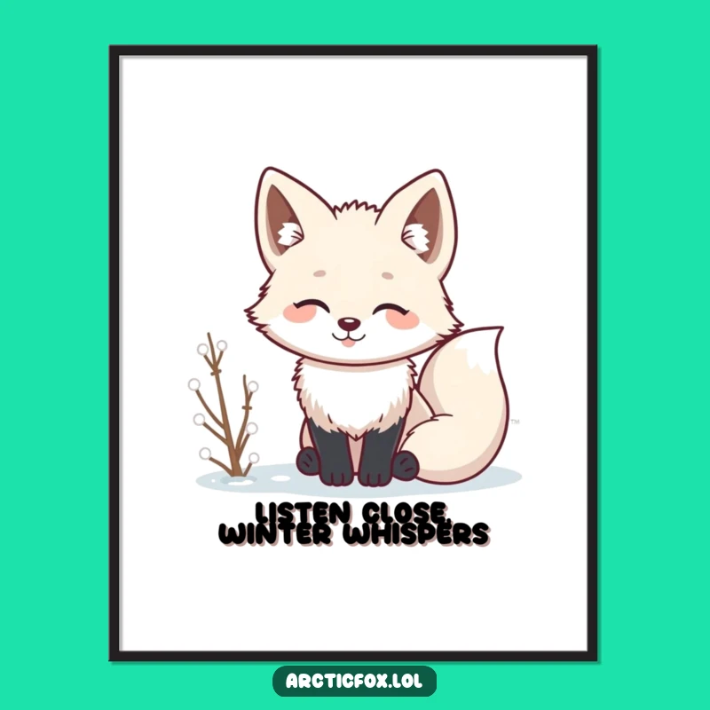 Free Printable Wall Art: Cute Kawaii Fox Winter Listening Download Decor