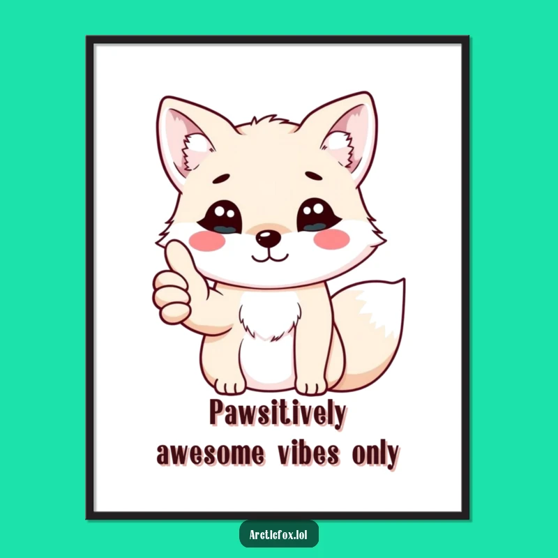 Free Printable Wall Art: Thumbs Up Kawaii Fox Positive Humor Downloadable Art