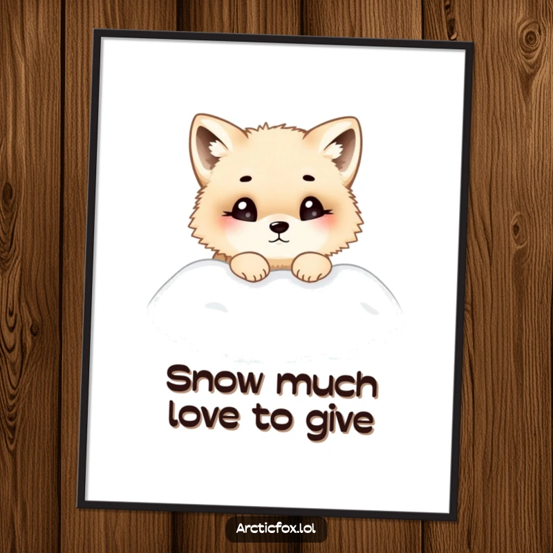 Funny Free Printable Wall Art: Chubby arctic fox peering curiously out of a snowdrift, adding a touch of arctic mystery.